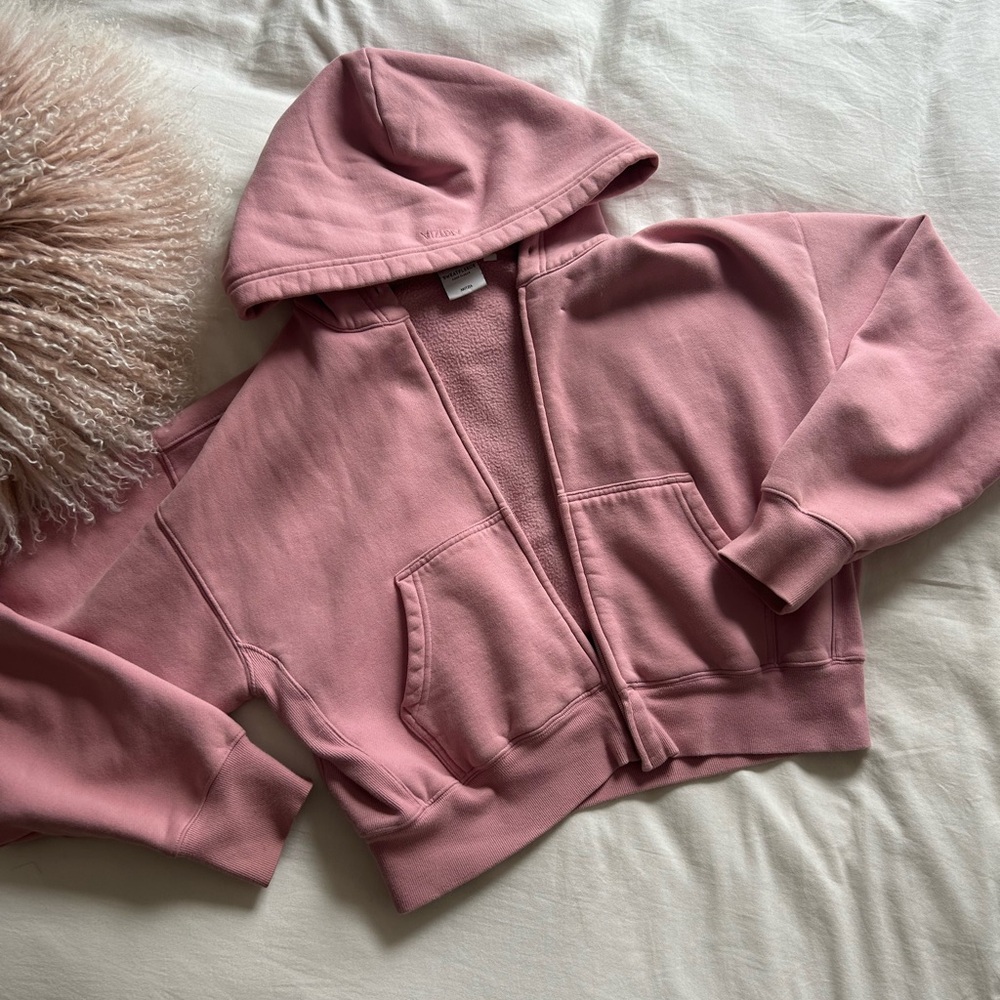 Aritzia Rose Pink Hooded Zip Jacket